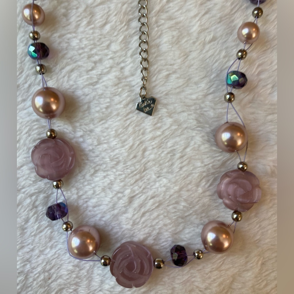 Cookie Lee Flowers‎ and Faux Pearls Necklace